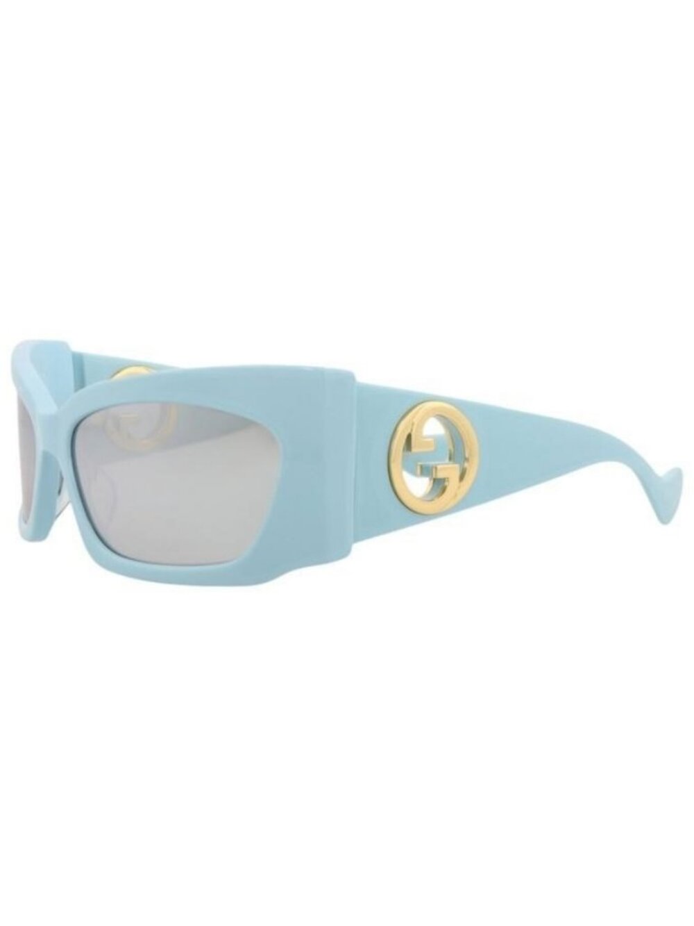 New Gucci Womens Shield/Wrap Blue Light Blue Silver Fashion Designer Sunglasses